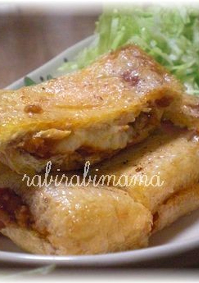 油揚げのチーズ＆ミートソースはさみ焼き♪-レシピのメイン写真