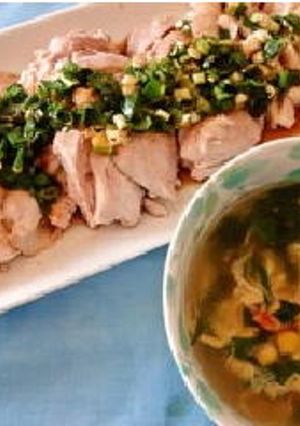 茹で鶏の茹で汁を使った中華スープ-レシピのメイン写真