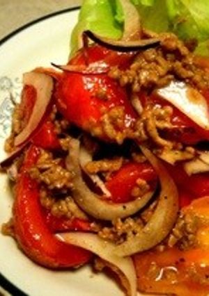 トマトと豚挽肉のすっぱいサラダ-レシピのメイン写真