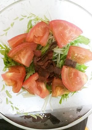 水菜のサラダ　カリカリベーコンのせ-レシピのメイン写真