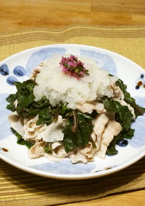 ツルムラサキと豚肉の大根おろし添え-レシピのメイン写真