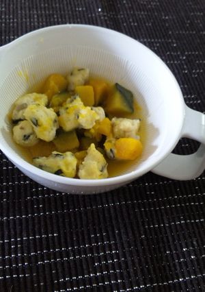かぼちゃとひじき入り鶏だんご☆離乳食後期-レシピのメイン写真