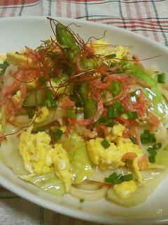 桜海老と春キャベツの塩焼きうどん-レシピのメイン写真