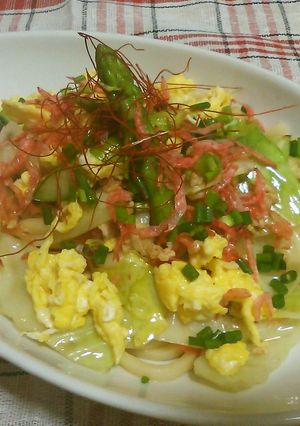 桜海老と春キャベツの塩焼きうどん-レシピのメイン写真