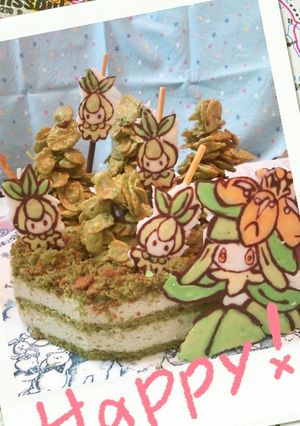 キャラデコ抹茶ケーキ*ポケモン-レシピのメイン写真