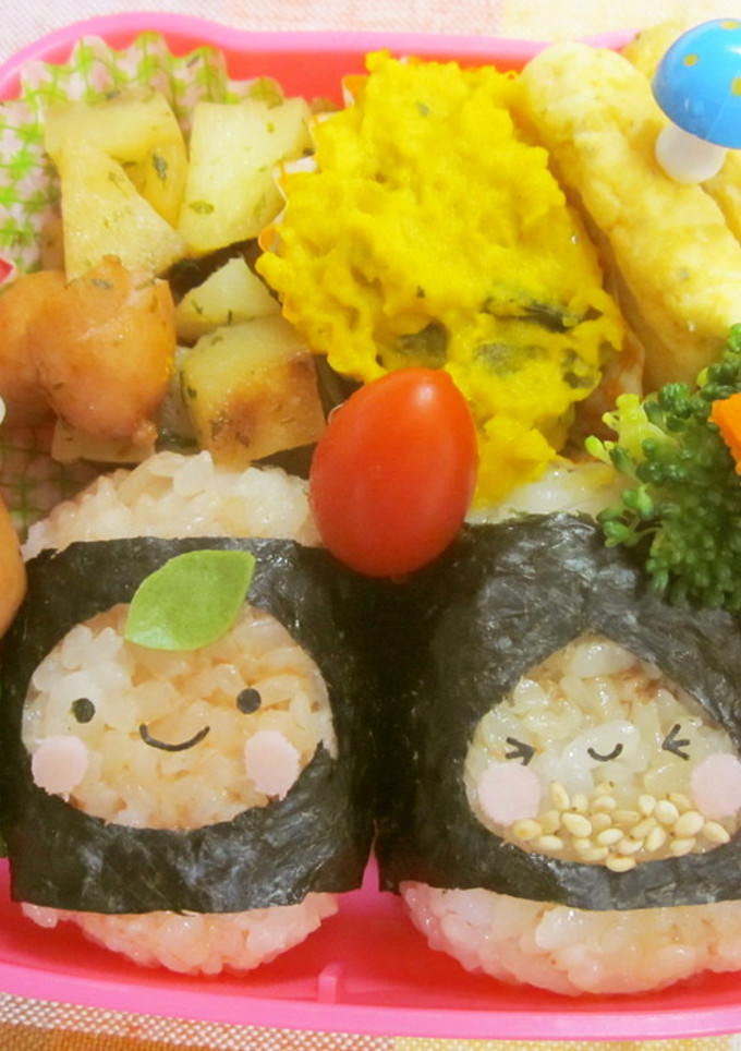 キャラ弁　りんごちゃんとくりくん-レシピのメイン写真
