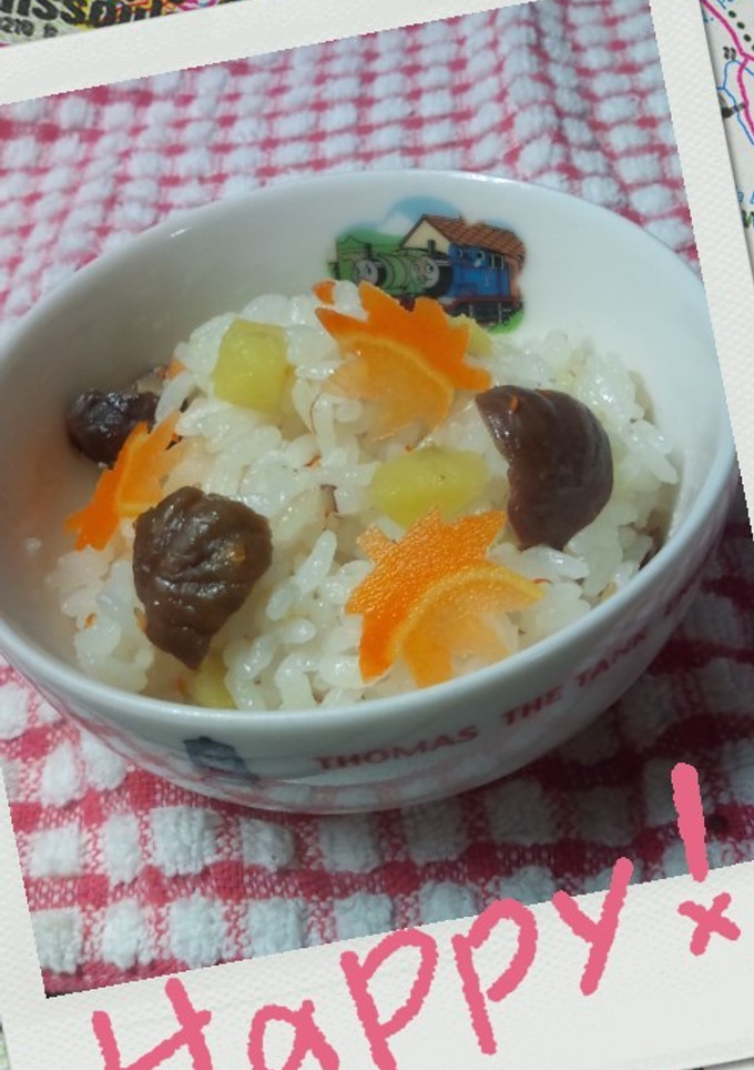子ども喜ぶ甘栗とさつまいものもっちりご飯-レシピのメイン写真