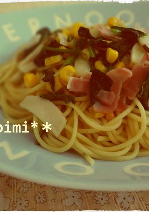 ほうれん草きのこコーンの和風スパゲティー-レシピのメイン写真