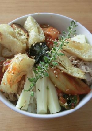 チーズとキムチ、ツナしその風味盛り盛り丼-レシピのメイン写真