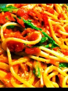 *ツナと水菜のトマトクリームパスタ*-レシピのメイン写真