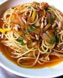 イカミンチで～トマトスープパスタ～