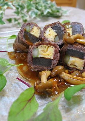 牛肉の玉子こんにゃくアスパラ巻き-レシピのメイン写真