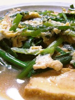 ご飯がススム☆厚揚げとニラの卵とじ-レシピのメイン写真