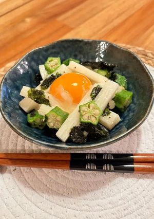 おつまみに！山芋とオクラのうまうまユッケ-レシピのメイン写真