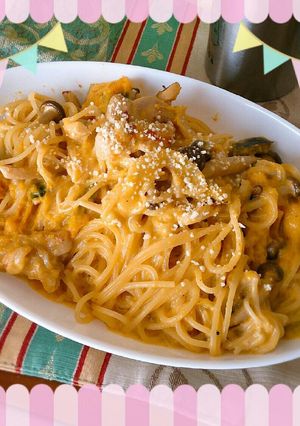 フライパン１つでかぼちゃクリームパスタ-レシピのメイン写真