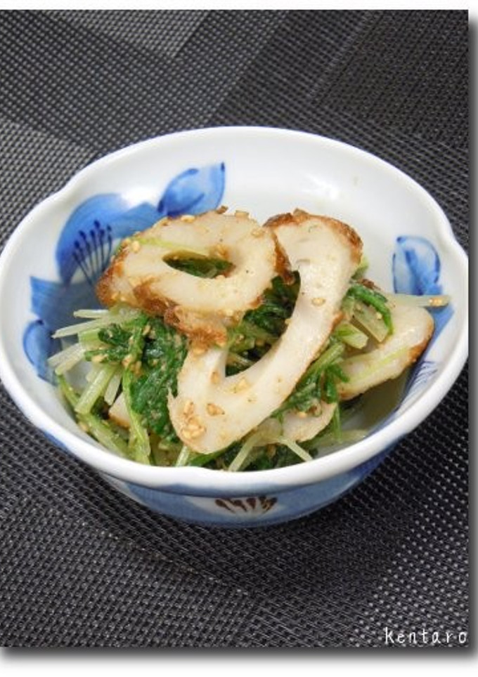 ごま香る水菜と焼ちくわの胡麻和え-レシピのメイン写真