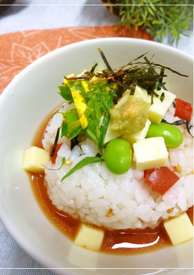 ほろほろチーズon和風トマトスープ飯-レシピのメイン写真