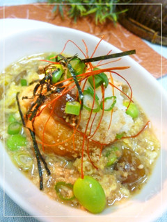 魚河岸あげの胡麻風味卵なめこあんかけ-レシピのメイン写真