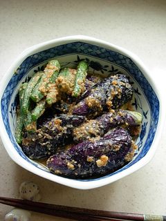 今夜も*茄子とオクラのゴマ味噌あえ-レシピのメイン写真