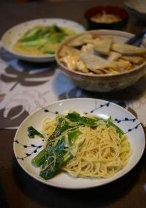 オクラと葱のアーリオオーリオスパゲティ-レシピのメイン写真