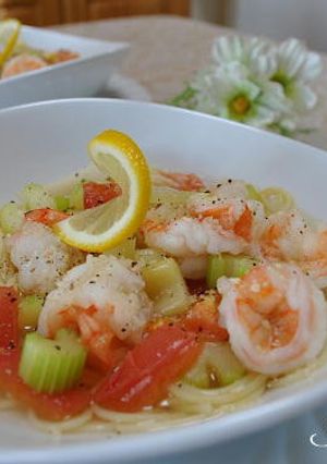 海老とトマトとセロリのスープパスタ-レシピのメイン写真