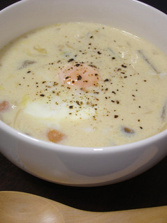 冬瓜の豆乳カルボナーラ風スープ-レシピのメイン写真