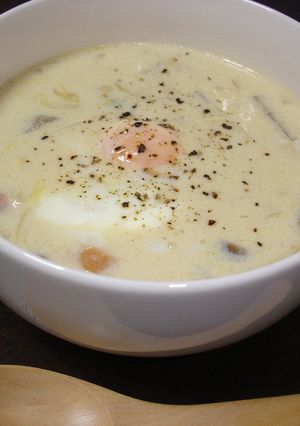 冬瓜の豆乳カルボナーラ風スープ-レシピのメイン写真