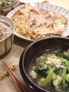 揚げ玉と小松菜の煮びたし-レシピのメイン写真