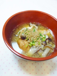 ふわ②魚河岸あげときのこのごま②味噌汁-レシピのメイン写真