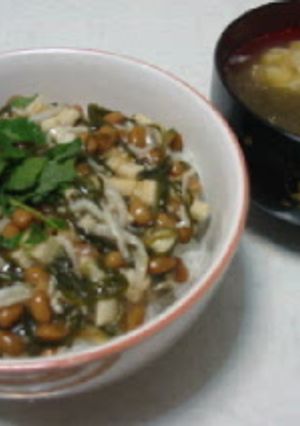 夏バテに効きそうなネバネバ丼　（9/4の晩ご飯）-レシピのメイン写真