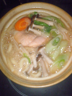 秋鮭の味噌煮込みうどん!-レシピのメイン写真