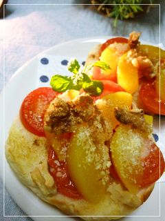 黄桃とトマトのトースト-レシピのメイン写真