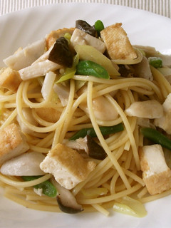 厚揚げ里芋いんげんとエリンギのパスタ-レシピのメイン写真