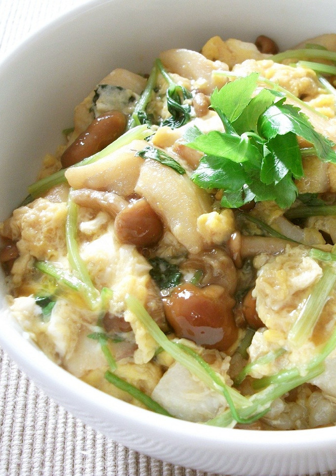 鱈となめこの卵とじ丼-レシピのメイン写真