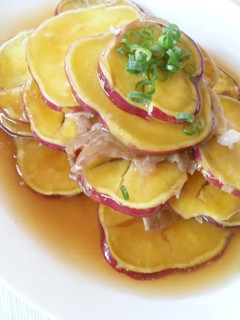 さつまいも&豚肉の重ね蒸しあんかけ♪-レシピのメイン写真