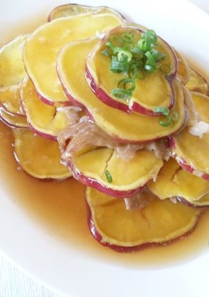 さつまいも＆豚肉の重ね蒸しあんかけ♪-レシピのメイン写真
