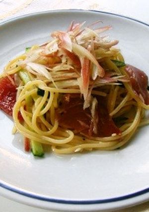 ミョウガと漬けマグロの冷製パスタ-レシピのメイン写真