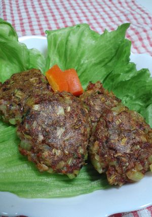 大根葉っぱとボイルイカのハンバーグ~!!-レシピのメイン写真