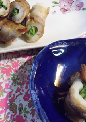 水菜inちくわ豚バラ巻き巻きソテー-レシピのメイン写真