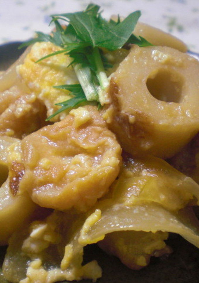 ちくわとお麩♬ほんのりすっぱい♫卵とじ-レシピのメイン写真