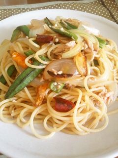 ツナとオクラのピリ辛和風パスタ-レシピのメイン写真