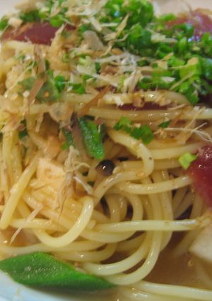マグロとオクラと山芋の冷製パスタ-レシピのメイン写真