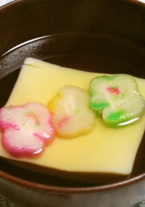 たまご豆腐と花麩のお吸物-レシピのメイン写真
