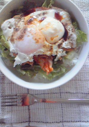キムチとハムエッグのなんちゃって丼-レシピのメイン写真