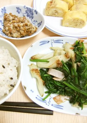 朝ごはん☀ちくわとホウレン草のソテー♪-レシピのメイン写真
