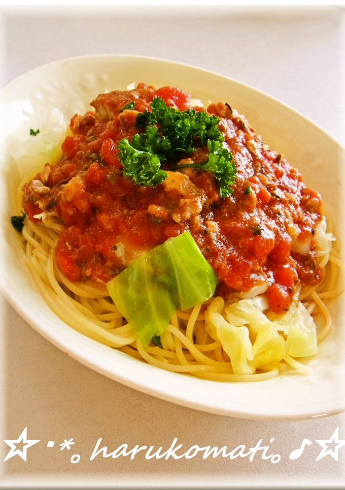 鯖とトマトのパスタ♡缶詰で簡単♪-レシピのメイン写真