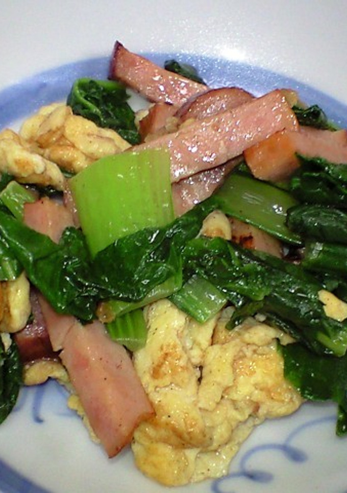 バター風味たっぷり小松菜と焼き豚の炒め物-レシピのメイン写真