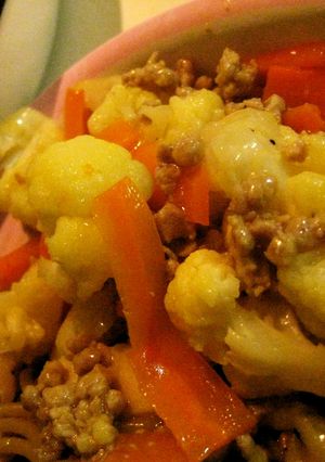 カリフラワーとひき肉炒め物-レシピのメイン写真