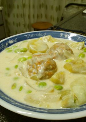 さつまいもと枝豆で♪秋の優しいシチュー-レシピのメイン写真