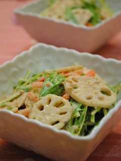しゃっきりレンコンと水菜のごまマヨサラダ-レシピのメイン写真